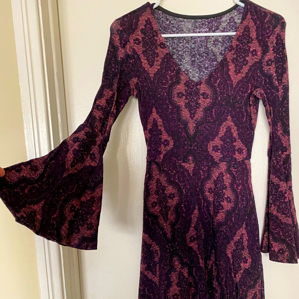 Purple patterned boho dress